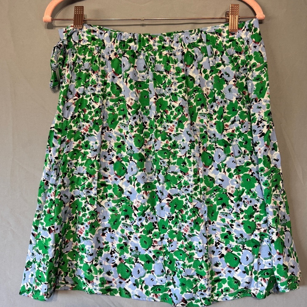 B Young Womens Floral Wrap Midi Skirt Size 40 Green Sustainable Preppy Work NWT - Picture 5 of 8